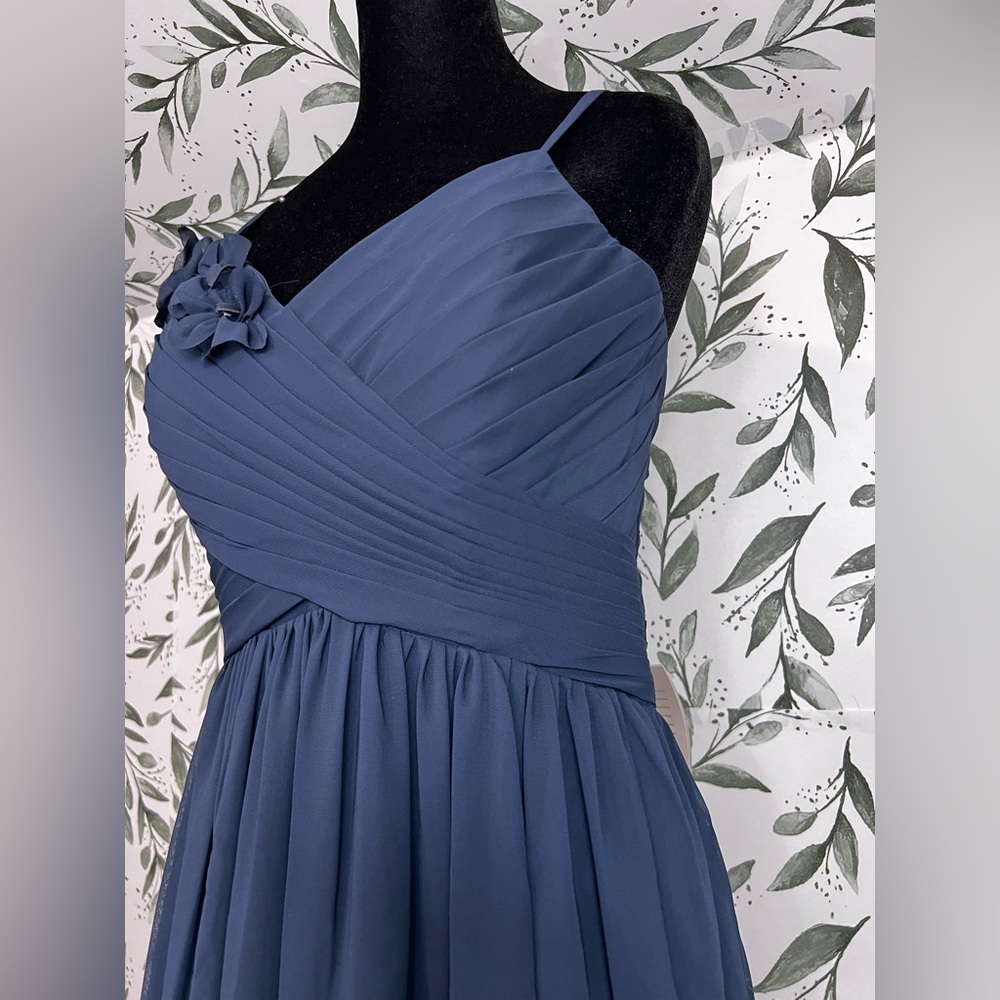 Elegant Navy Blue Evening Gown Bridesmaid Wedding Gala Sz S 6 Maxi NWT #C Plated - Picture 7 of 15